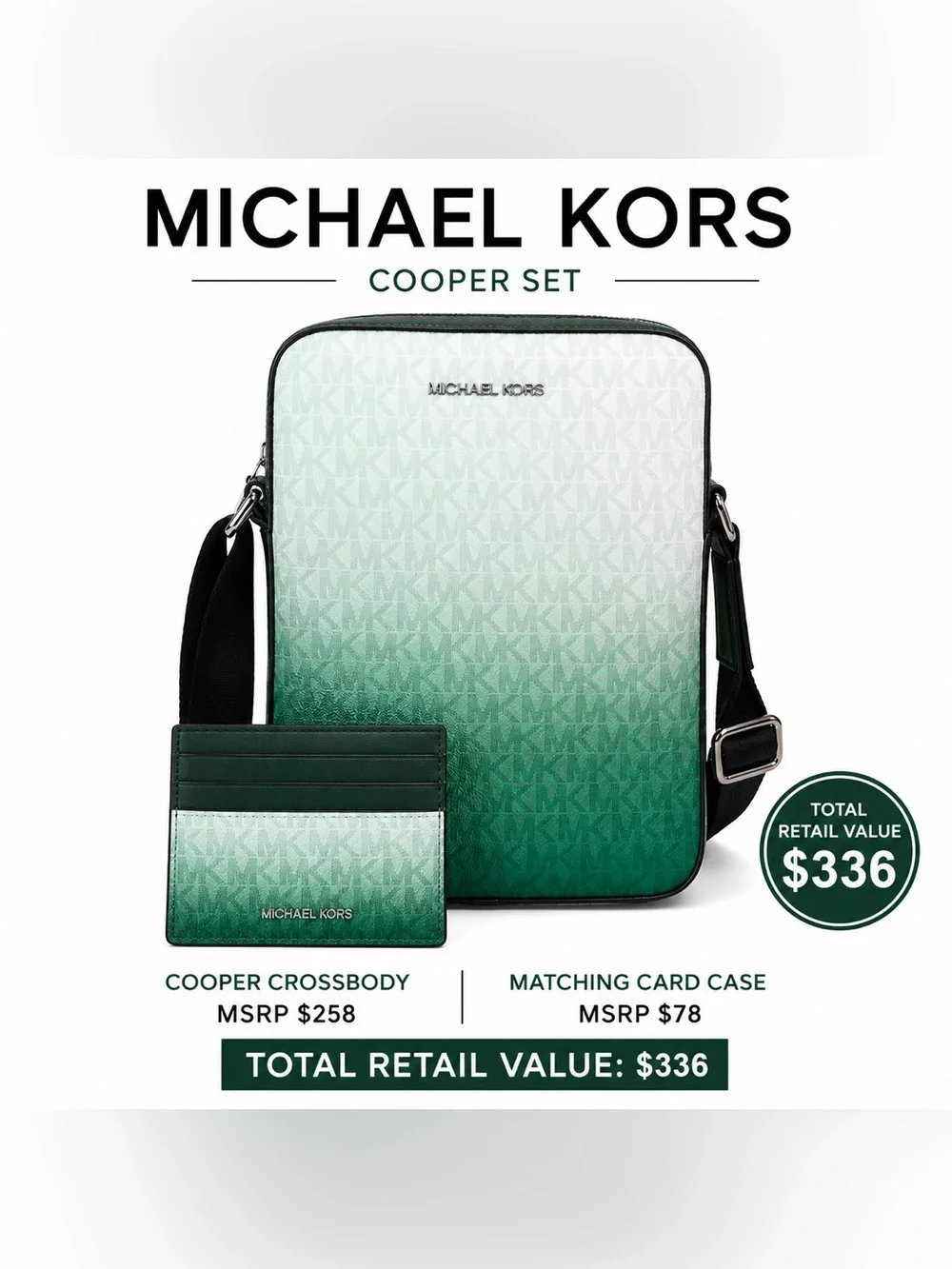 NWT Michael Kors Cooper Ombre Crossbody & Card Case Set